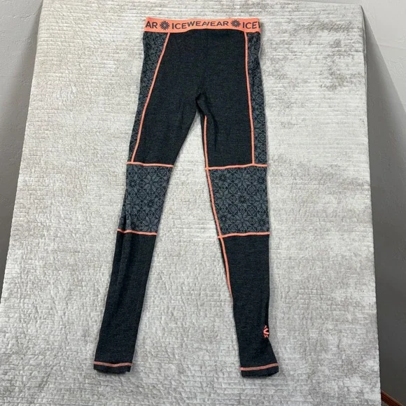 Icewear Women Base Layer Set Grey Orange Nordic Snowflake Quarter Zip Leggings S - Picture 16 of 16